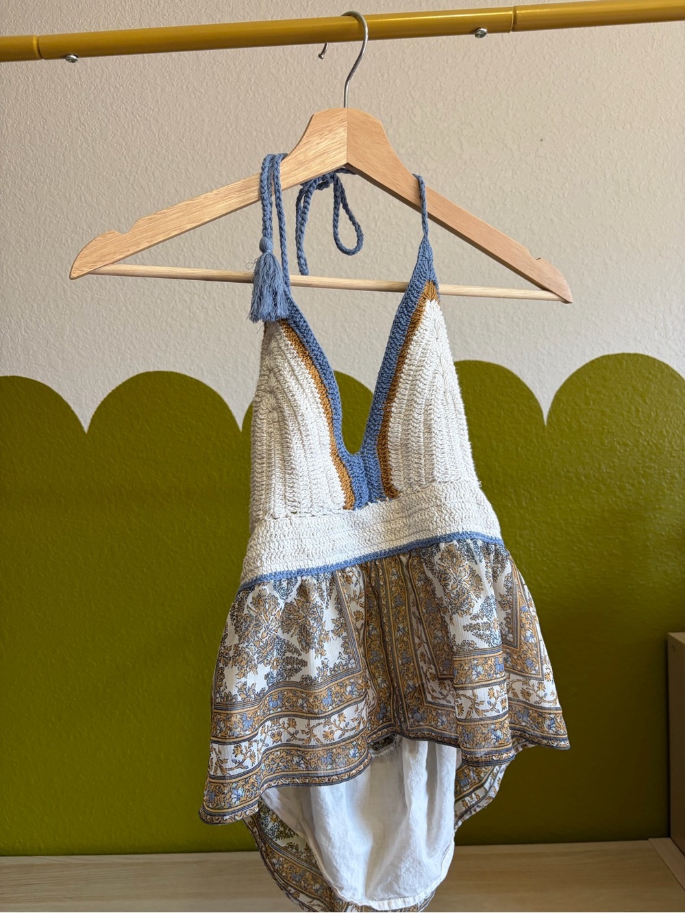 American Eagle Boho Crochet Halter Tank